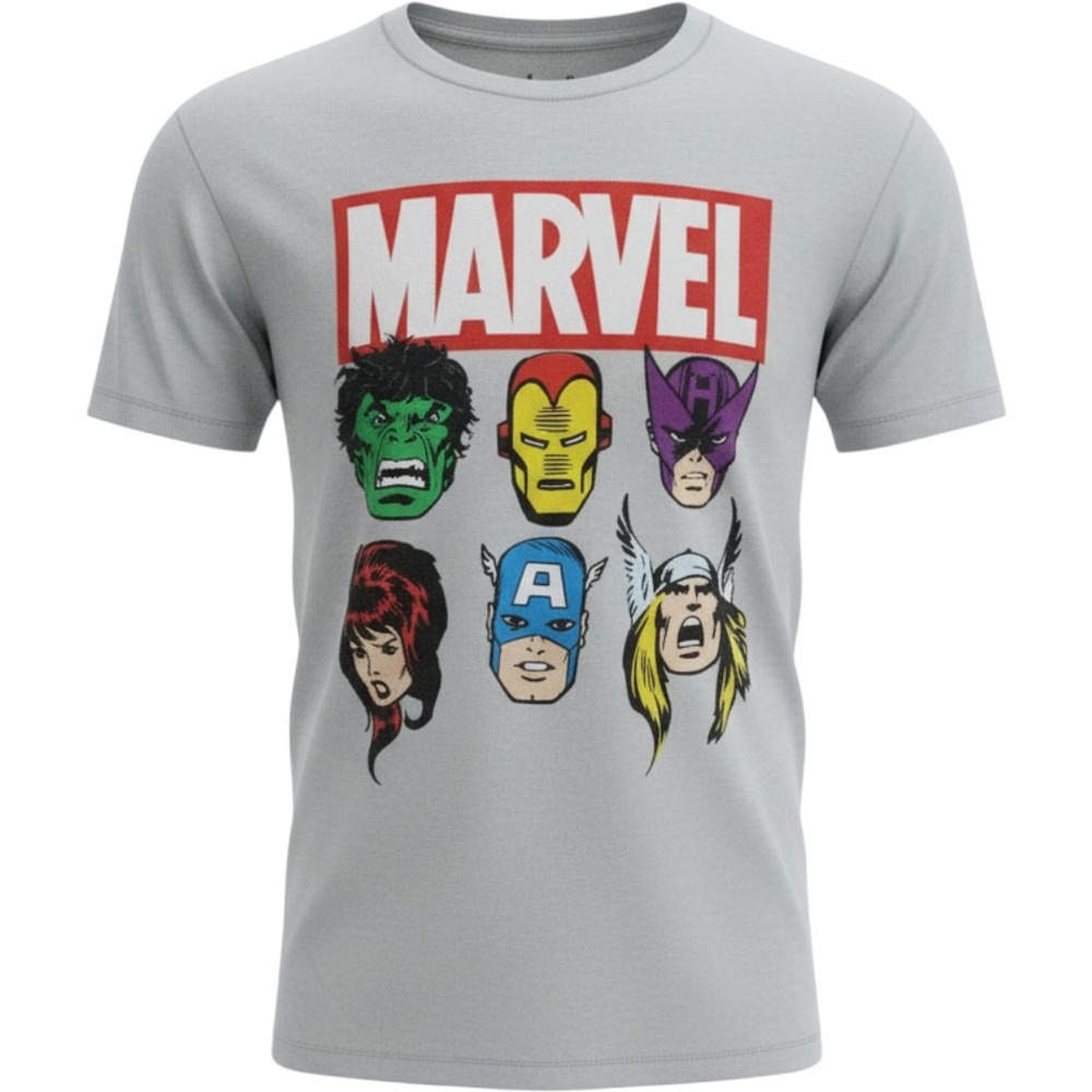 Marvel WeLoveFine Avengers Graphic T-Shirt Gray Mens Small Hulk Iron Man Thor